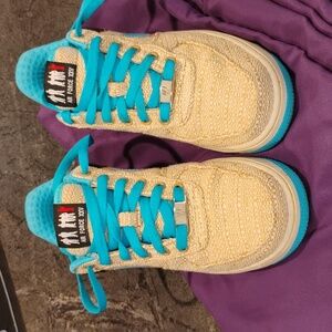 Air Force XXV Kids Sneakers - Beige and Teal